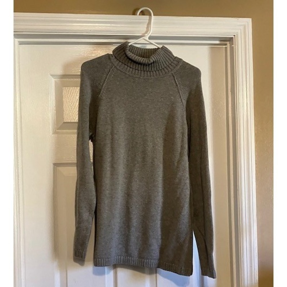 Women's Gray Knit Sweater Size Large Mock Neck Long Sleeve Sweater Women's